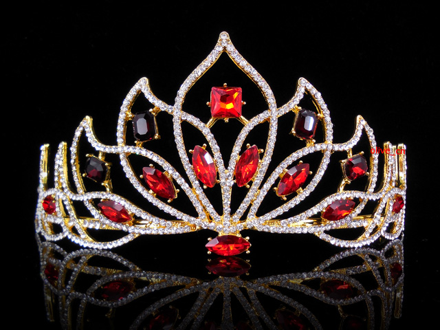 Elegant Deep Red Tall Quinceañera Pageant Crystal Tiara Crown S38b8ada212a94a90be45fc9639bad  main image 4