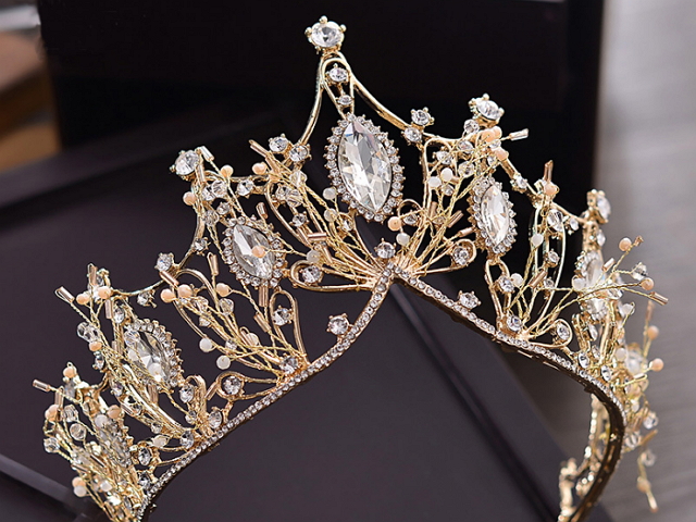 Floral Tiara, Bridal Tiara, Wedding Crown, Colourful Gold