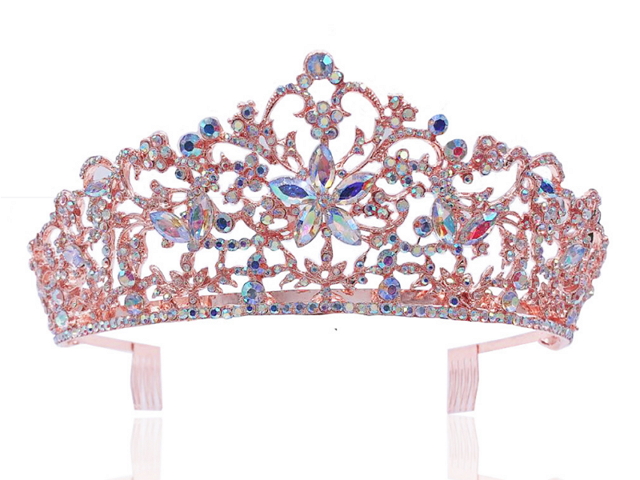 38 Styles Rose Gold Crystal Queen Princess Tiara Crown Wedding Party Pageant